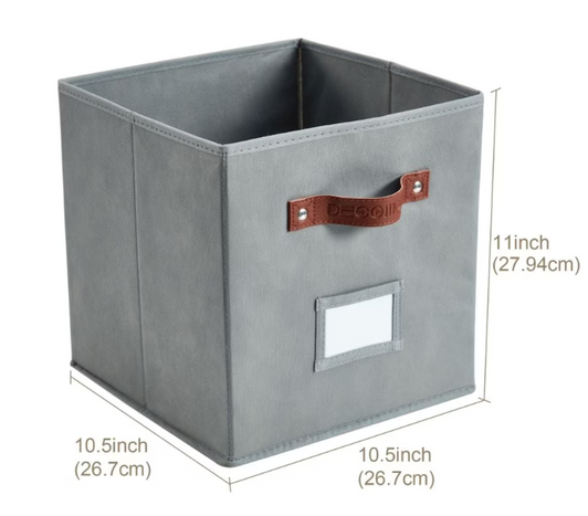 DECOMOMO Fabric Storage Cubes Closet Organizer Cubby Bins with Handles - Set of 6, 12" X 12" X 4"-A2ZHOME