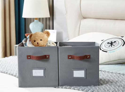 DECOMOMO Fabric Storage Cubes Closet Organizer Cubby Bins with Handles - Set of 6, 12" X 12" X 4"-A2ZHOME