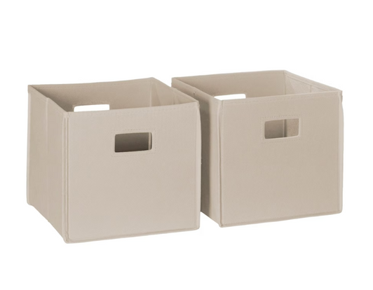 RiverRidge Home Fabric Folding Bins in Taupe - Set of 2, 11" X 11" X 1.5" - Convenient Storage Solutions-A2ZHOME