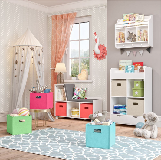 RiverRidge Home Fabric Folding Bins in Taupe - Set of 2, 11" X 11" X 1.5" - Convenient Storage Solutions-A2ZHOME