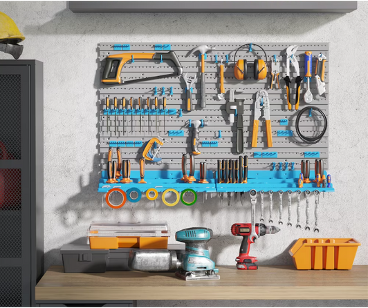 A2ZHOME 54 Piece Wall Mounted Tool Organizer with 50 Hooks - 4.33" X 20.67" X 22.83-A2ZHOME