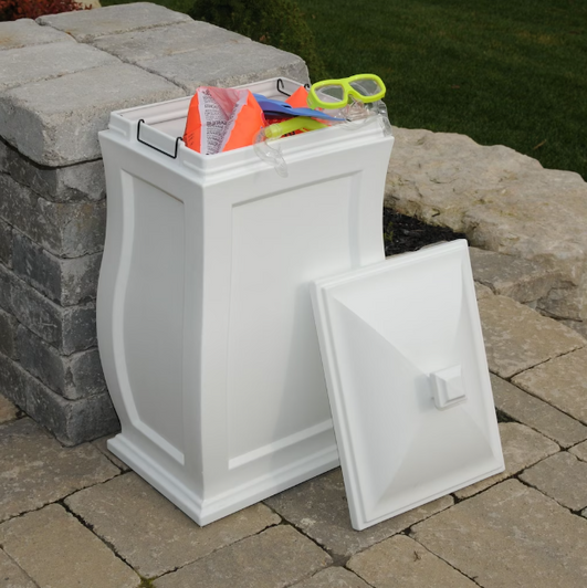 Mayne Mansfield Storage Bin in White - Large 19" X 31" X 15" Capacity, Durable Plastic Construction-A2ZHOME