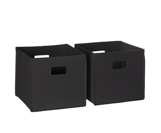 RiverRidge Home Fabric Folding Bins in Black - Set of 2, Compact and Space-Saving 11" X 11" X 1.5" (6/CASE)-A2ZHOME