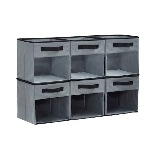 DECOMOMO Fabric Storage Cubes with Transparent Front - Closet Organizer Cubby Bins, 12" X 12" X 4"-A2ZHOME