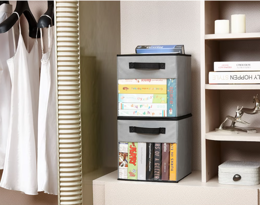 DECOMOMO Fabric Storage Cubes with Transparent Front - Closet Organizer Cubby Bins, 12" X 12" X 4"-A2ZHOME
