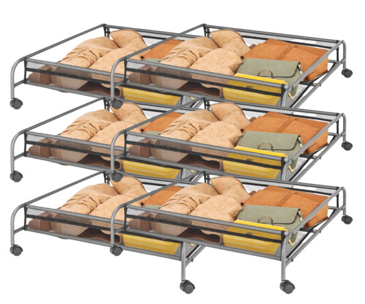 Whitmor Gunmetal Underbed Cart - 5.43" X 1.58" X 27.05" (Pack of 6)" Cart - 5.43" X 1.58" X 27-A2ZHOME