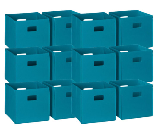 RiverRidge Home Fabric Folding Bins Turquoise (2-Pack) 11x11x1.5" (6/CASE) - Organize in Style-A2ZHOME