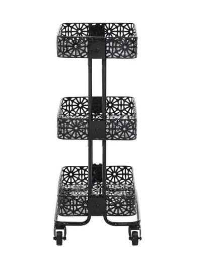 Linon Home Decor Black Metal Three Tier Cart 18x14.51x13.8" (6/CASE) - Stylish and Practical Cart-A2ZHOME