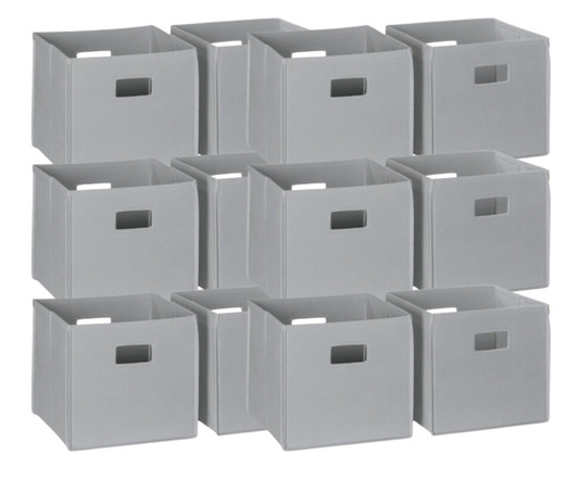 RiverRidge Home Fabric Folding Bins Gray 2-Pack 11x11x1.5" (6/CASE) - Stylish and Space-Saving Storage-A2ZHOME