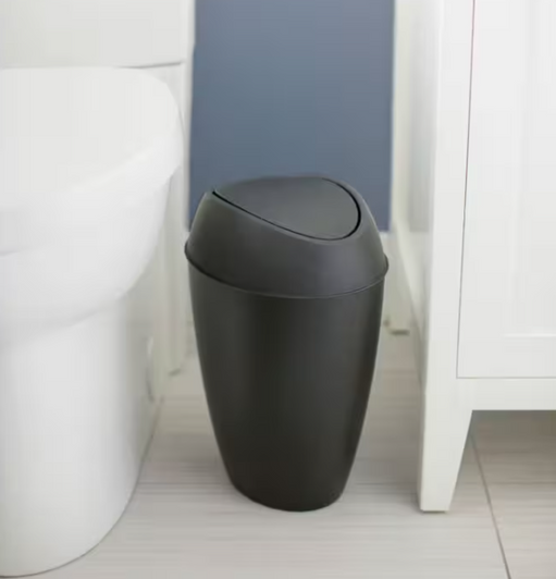 Umbra Twirla Can 9L Black 11x15x9" (6/CASE) - Modern and Sleek Waste Management-A2ZHOME