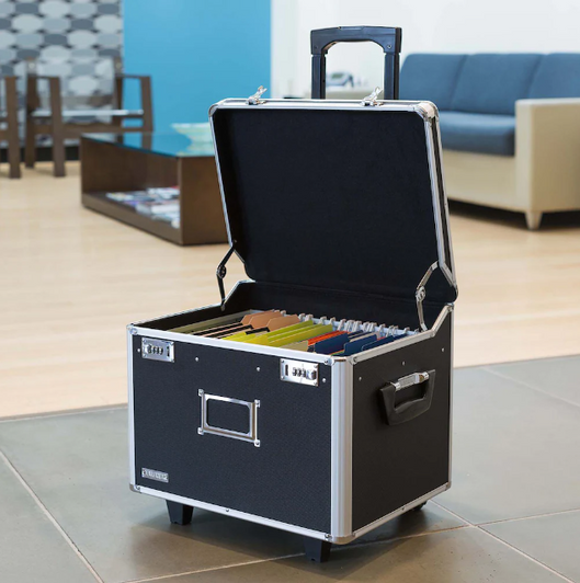 Vaultz Locking Mobile File Chest, Black 18x16x15" (6/CASE) - Secure and Portable Document Storage-A2ZHOME