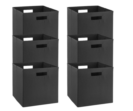 Linon Home Décor Products Reynosa Storage Bin Black 2-Pack 14" X 14" X 3" (6/CASE)-A2ZHOME