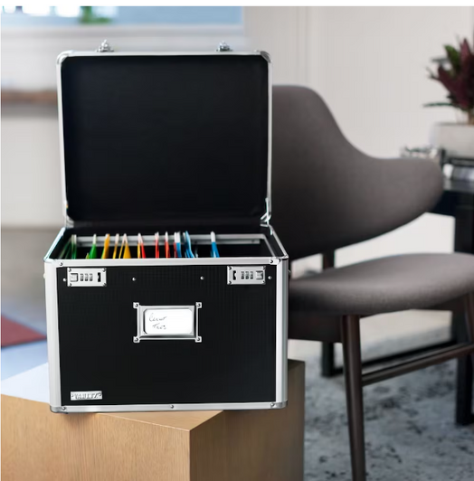 Vaultz Locking File Chest, Black (14" X 16" X 12") - Secure and Spacious Document Storage (6/CASE)-A2ZHOME