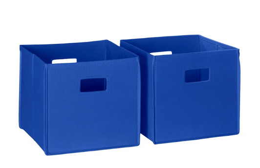 RiverRidge Home Fabric Folding Bins in Blue (2-Pack) - Compact and Stylish Storage Solution (11" X 11" X 1.5") - Case of 6-A2ZHOME