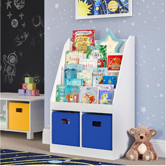 RiverRidge Home Fabric Folding Bins in Blue (2-Pack) - Compact and Stylish Storage Solution (11" X 11" X 1.5") - Case of 6-A2ZHOME