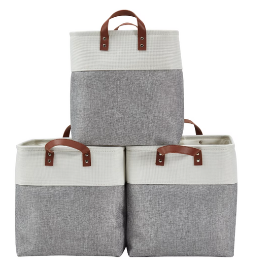 DECOMOMO 42L Foldable Storage Bin with Handles - Grey and White (4" X 18" X 4") - Set of 31 - Efficient and Spacious Storage Solution-A2ZHOME