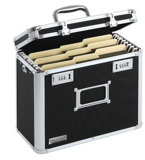 Vaultz Locking Letter File Chest, Black (14" X 8" X 12") - Secure and Spacious Document Storage (6/CASE)-A2ZHOME
