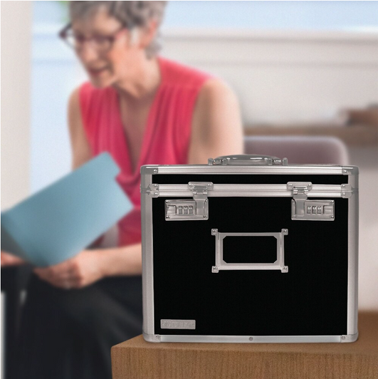 Vaultz Locking Letter File Chest, Black (14" X 8" X 12") - Secure and Spacious Document Storage (6/CASE)-A2ZHOME