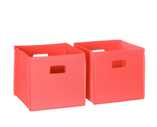 RiverRidge Home Fabric Folding Bins in Coral (2-Pack) - Compact and Colorful Storage Solution (11" X 11" X 1.5") - Case of 6-A2ZHOME