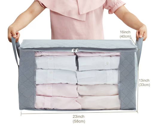 DECOMOMO Large Blanket Storage Bin 6pcs - Durable Organizer with Handles (14" X 18" X 4") - Case of 6-A2ZHOME