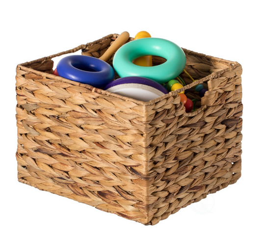 Vintiquewise Natural Decorative Woven Water Hyacinth Storage Basket - Versatile and Stylish Organizer (13" X 11" X 9") - Case of 6-A2ZHOME