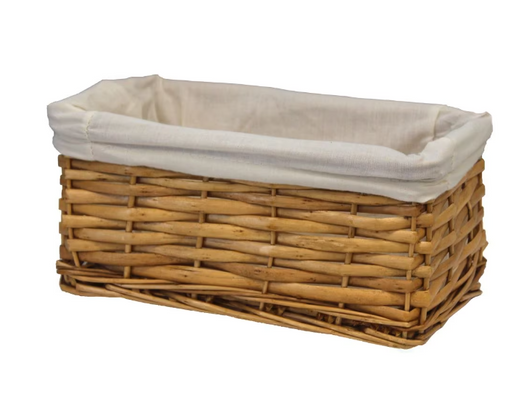 Vintiquewise Willow Shelf Basket lined with White Lining, Small (11" X 13" X 9") - Case of 6-A2ZHOME