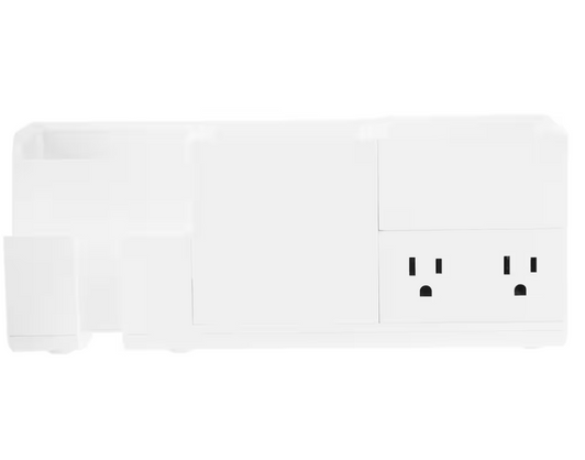 Bostitch Konnect Stackable Desk Organizer + Power Station, 4-Piece, White (10.75" X 4.53" X 6.3")-A2ZHOME