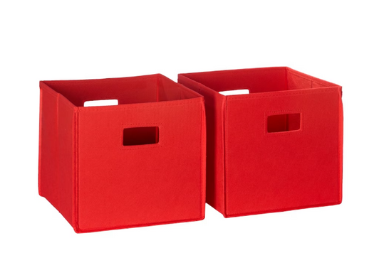 RiverRidge Home Fabric Folding Bins in Red (2-Pack) - 11" X 11" X 1.5" (6/CASE)-A2ZHOME
