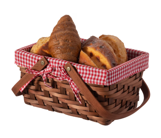 Vintiquewise Small Rectangular Picnic Basket Lined with Gingham Lining - 9" X 13" X 7" (6/CASE)-A2ZHOME