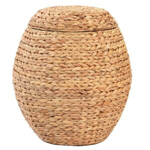 Vintiquewise Natural Multipurpose Barrel Storage Tub with Lid - Basket for Organizing - Ottoman Stool - 19.5" X 19.5" X 19.5" (6/CASE)-A2ZHOME