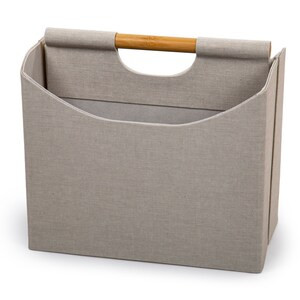 Truu Design Woven Paper Two Compartment Magazine Holder - Beige - 12.2 x 11.6 inches - 3" X 14" X 13" (6/CASE)-A2ZHOME