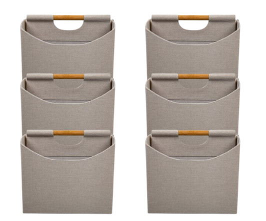 Truu Design Woven Paper Two Compartment Magazine Holder - Beige - 12.2 x 11.6 inches - 3" X 14" X 13" (6/CASE)-A2ZHOME