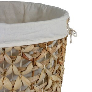 Northlight 16" Natural Woven Laundry Hamper Basket with Cotton Liner and Lid - 16.42" X 16.61" X 17.17" (6/CASE)-A2ZHOME