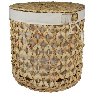 Northlight 16" Natural Woven Laundry Hamper Basket with Cotton Liner and Lid - 16.42" X 16.61" X 17.17" (6/CASE)-A2ZHOME