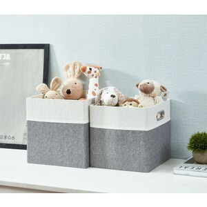 DECOMOMO 13" Cube Collapsible Sturdy Storage Bin with Cut-out Handles - 14" x 14" x 6"-A2ZHOME