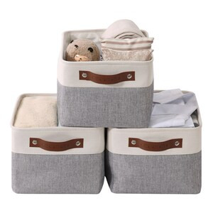 DECOMOMO Medium Foldable Fabric Storage Bin with Handles - 12" x 14" x 6-A2ZHOME