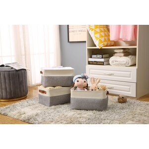 DECOMOMO Medium Foldable Fabric Storage Bin with Handles - 12" x 14" x 6-A2ZHOME