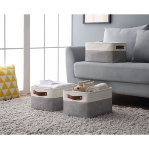DECOMOMO Medium Foldable Fabric Storage Bin with Handles - 12" x 14" x 6-A2ZHOME