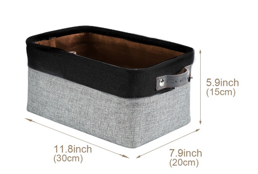 DECOMOMO Small 6 Packs Foldable Storage Bin with Handles - Grey and Black (Set of 6) - 11"x13"x6"-A2ZHOME
