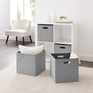 Linon Home Décor Products Reynosa Storage Bin - Grey (2-Pack) - 14"x14"x3"-A2ZHOME