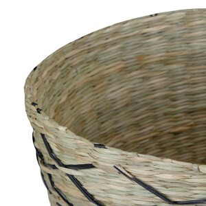 Northlight 12" Natural Brown and Black Woven Lattice Seagrass Basket - Set of 6 - 14"x18"x5"-A2ZHOME