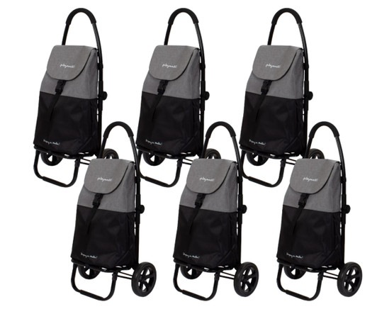 Playmarket Go Two Compact Shopping Trolley - Black (Case of 6) - 15"x7"x22"-A2ZHOME