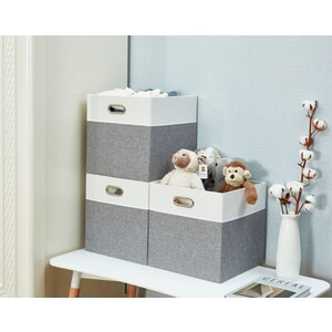DECOMOMO 12" Cube Collapsible Sturdy Storage Bin with Cut-out Handles - 12"x12"x4"-A2ZHOME