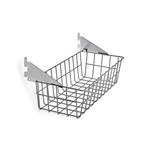Triton 15 inches Gray Steel Wire Basket with Lock-On Hanging Brackets - Set of 6 - 3"x8"x7"-A2ZHOME