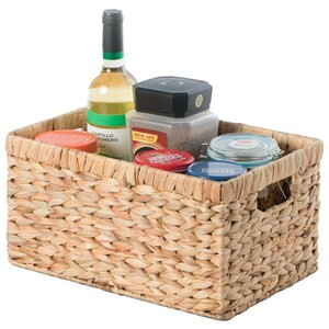 Vintiquewise Natural Woven Water Hyacinth Wicker Rectangular Storage Bin Basket with Handles - Medium (Case of 6) - 2"x15"x9"-A2ZHOME