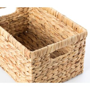 Vintiquewise Natural Woven Water Hyacinth Wicker Rectangular Storage Bin Basket with Handles - Medium (Case of 6) - 2"x15"x9"-A2ZHOME