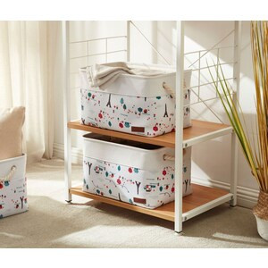 DECOMOMO Foldable Storage Bins with Cotton Rope Baskets - Eiffel Tower White (Set of 3) - 12"x16"x3"-A2ZHOME