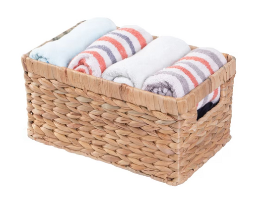 Vintiquewise Natural Water Hyacinth Rectangular Storage Bin Basket - (Case of 6) - 11"x13"x9"-A2ZHOME