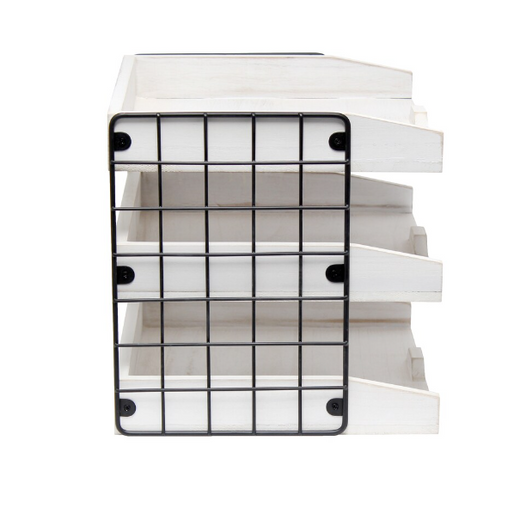 Elegant Designs 12.5 inch White Wash Home Office Wood Desk Organizer Mail Letter Tray with 3 Shelves (Case of 6) - 13"x15"x5"-A2ZHOME