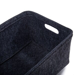 Truu Design Stylish Felt Storage Basket Set - 16 x 12 inches - Dark Grey-A2ZHOME
